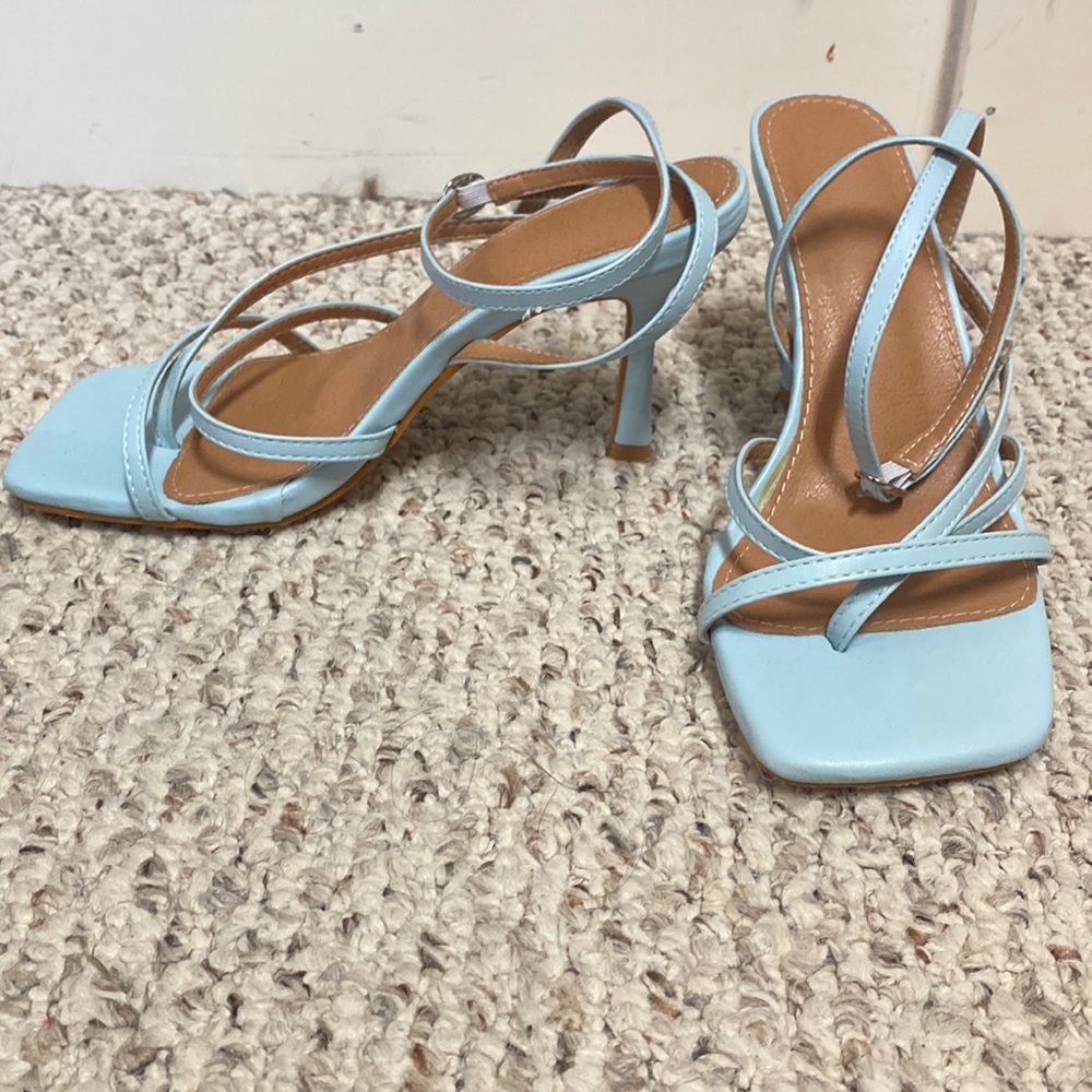Powder blue kitten heels